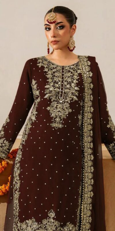 Brown Faux Georgette Lace Work Salwar Suit | Jump Suits, Salwar suit, Casual Suits, Creative suits, Designer Suits, Palazzo Suits, Party Wear Suits, Patiala Suits, Straight Suits