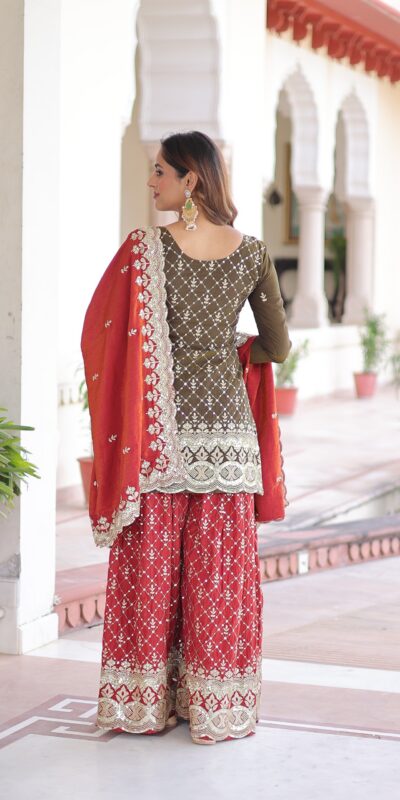 Brown Vichitra Silk Zari Embroidery Work Salwar Suit | Jump Suits, Salwar suit, Casual Suits, Creative suits, Designer Suits, Palazzo Suits, Party Wear Suits, Patiala Suits, Straight Suits
