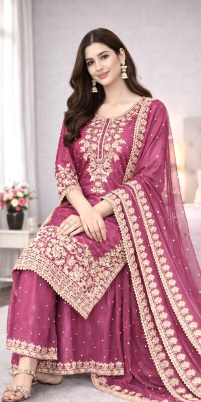 Classic Rani Pink Organza Silk Embroidery Work Salwar Suit | Jump Suits, Salwar suit, Casual Suits, Creative suits, Designer Suits, Palazzo Suits, Party Wear Suits, Patiala Suits, Straight Suits