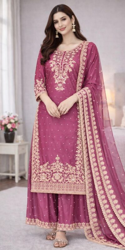 Classic Rani Pink Organza Silk Embroidery Work Salwar Suit | Jump Suits, Salwar suit, Casual Suits, Creative suits, Designer Suits, Palazzo Suits, Party Wear Suits, Patiala Suits, Straight Suits