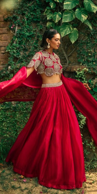 Classic Red Roman Silk Sequins Work Lehenga Choli | Lehenga, Bollywood Lehenga, Creative Lehenga, Designer Lehenga, Embroidered Lehenga, Party Wear Lehenga