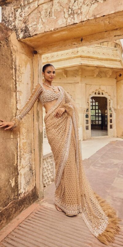 Cream Butterfly Net With Embroidery Work Saree | Sarees, Bollywood Sarees, Creative Sarees, Designer Sarees, Embroidered Sarees, Ethnic Saree, Modern Digital sarees, Party Wear Sarees