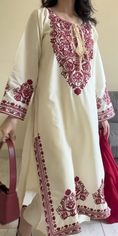 Cream Natural Crep Embroidery Work Salwar Suit | Jump Suits, Salwar suit, Casual Suits, Creative suits, Designer Suits, Palazzo Suits, Party Wear Suits, Patiala Suits, Straight Suits