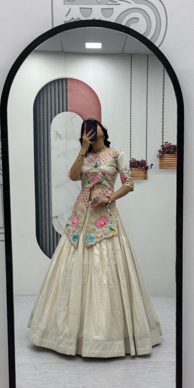 Cream Simar Cosmos Embroidery Work Lehenga Choli | Lehenga, Bollywood Lehenga, Creative Lehenga, Designer Lehenga, Embroidered Lehenga, Party Wear Lehenga