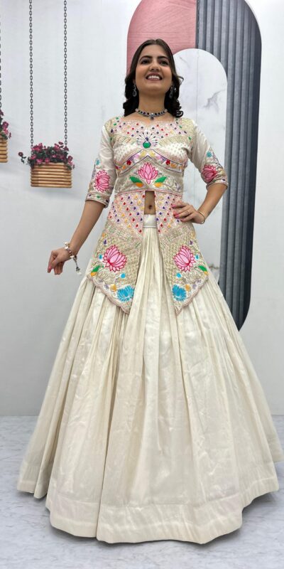 Cream Simar Cosmos Embroidery Work Lehenga Choli | Lehenga, Bollywood Lehenga, Creative Lehenga, Designer Lehenga, Embroidered Lehenga, Party Wear Lehenga