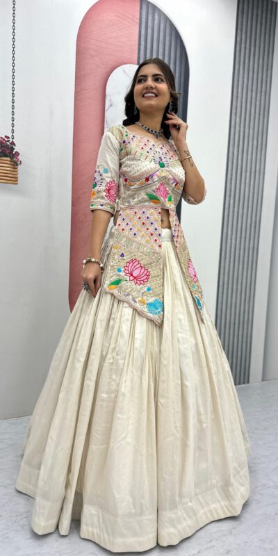 Cream Simar Cosmos Embroidery Work Lehenga Choli | Lehenga, Bollywood Lehenga, Creative Lehenga, Designer Lehenga, Embroidered Lehenga, Party Wear Lehenga