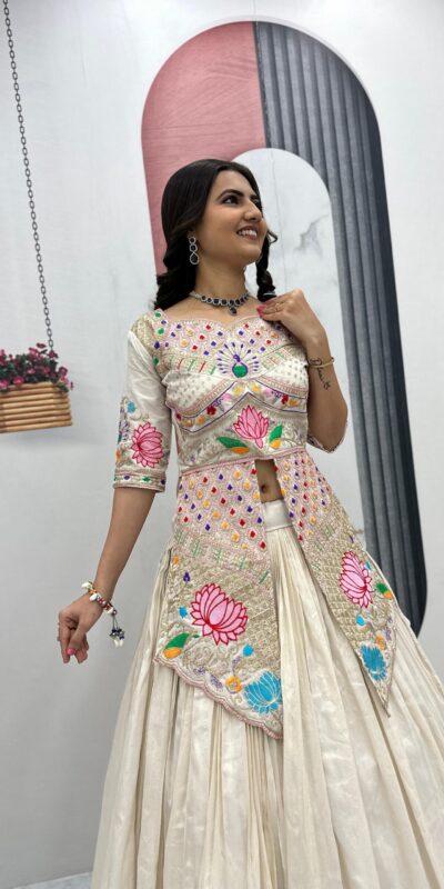 Cream Simar Cosmos Embroidery Work Lehenga Choli | Lehenga, Bollywood Lehenga, Creative Lehenga, Designer Lehenga, Embroidered Lehenga, Party Wear Lehenga