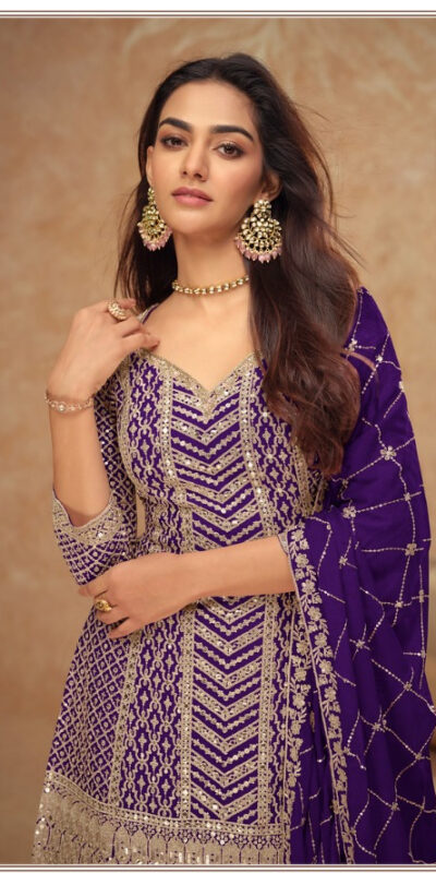 Dark Purple Chinon Sequence Work Salwar Suit | Jump Suits, Salwar suit, Casual Suits, Creative suits, Designer Suits, Palazzo Suits, Party Wear Suits, Patiala Suits, Straight Suits