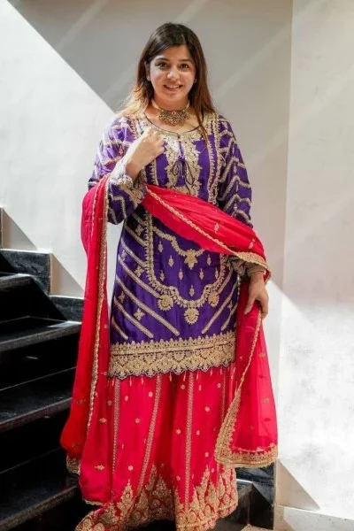 Darling Purple Chinon Silk Embroider Work Salwar Suit | Jump Suits, Salwar suit, Casual Suits, Creative suits, Designer Suits, Palazzo Suits, Party Wear Suits, Patiala Suits, Straight Suits