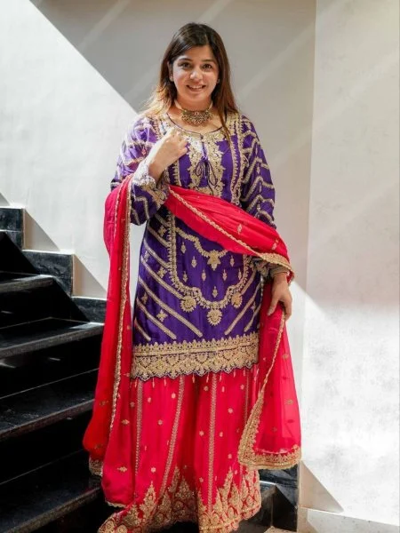 Darling Purple Chinon Silk Embroider Work Salwar Suit | Jump Suits, Salwar suit, Casual Suits, Creative suits, Designer Suits, Palazzo Suits, Party Wear Suits, Patiala Suits, Straight Suits