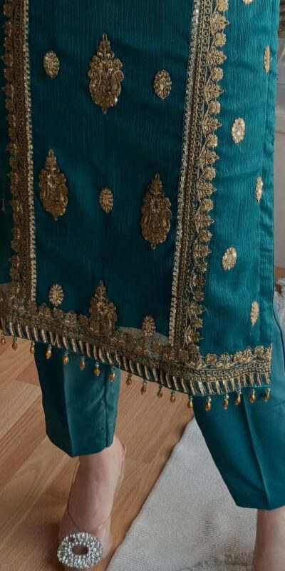 Dazzling Teal Chinon Silk Embroidery Work Salwar Suit | Jump Suits, Salwar suit, Casual Suits, Creative suits, Designer Suits, Palazzo Suits, Party Wear Suits, Patiala Suits, Straight Suits