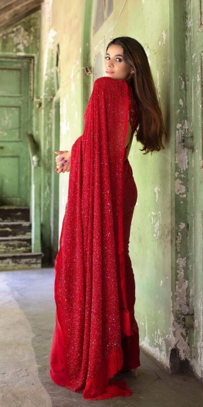 Divinely Red Brand Sequins Embellished Saree | Sarees, Bollywood Sarees, Creative Sarees, Designer Sarees, Embroidered Sarees, Ethnic Saree, Party Wear Sarees