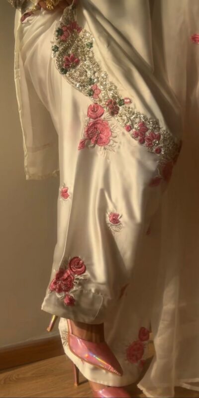Dreamy Off White Japan Satin Embroidery Work Salwar Suit | Jump Suits, Salwar suit, Casual Suits, Creative suits, Designer Suits, Palazzo Suits, Party Wear Suits, Patiala Suits, Straight Suits