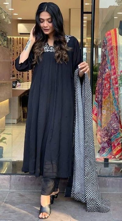 Elegant Black Maslin Mirror Work Salwar Suit | Jump Suits, Salwar suit, Casual Suits, Creative suits, Designer Suits, Palazzo Suits, Party Wear Suits, Patiala Suits, Straight Suits
