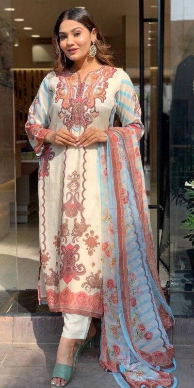 Elegant Off White Maslin Digital Prints Salwar Suit | Jump Suits, Salwar suit, Casual Suits, Creative suits, Designer Suits, Palazzo Suits, Party Wear Suits, Patiala Suits, Straight Suits