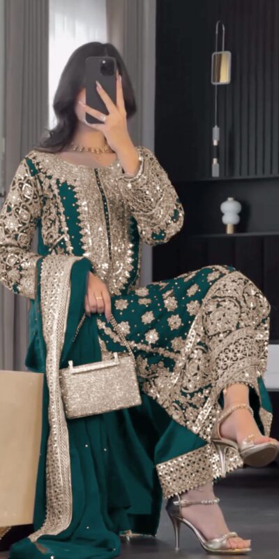 Firozi Faux Georgette Embroidery Salwar Suit | Jump Suits, Salwar suit, Casual Suits, Creative suits, Designer Suits, Palazzo Suits, Party Wear Suits, Patiala Suits, Straight Suits