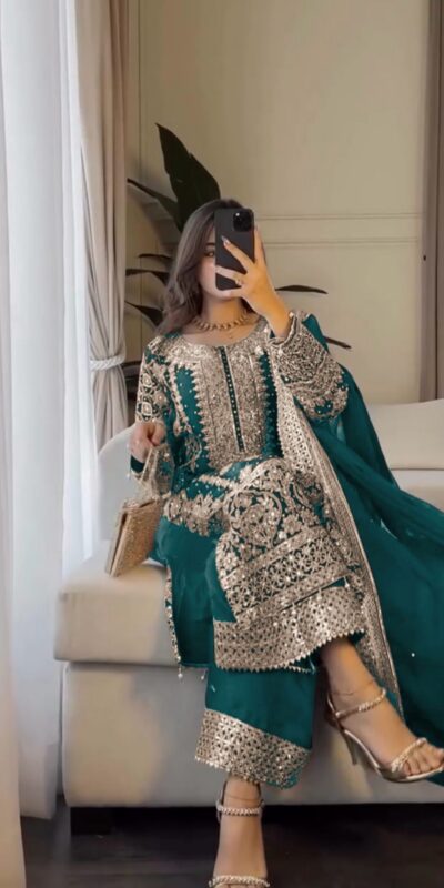 Firozi Faux Georgette Embroidery Salwar Suit | Jump Suits, Salwar suit, Casual Suits, Creative suits, Designer Suits, Palazzo Suits, Party Wear Suits, Patiala Suits, Straight Suits