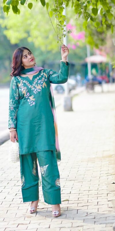 Firozi French Crepe Embroidery Work Salwar Suit | Jump Suits, Tops & Bottoms, Track Suits, Salwar suit, Casual Suits, Creative suits, Designer Suits, Palazzo Suits, Party Wear Suits, Patiala Suits, Straight Suits, Trendy Wear