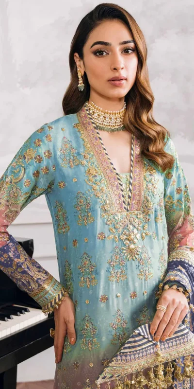 Firozi Georgette Digital Print Sequence Work Salwar Suit | Jump Suits, Salwar suit, Casual Suits, Creative suits, Designer Suits, Palazzo Suits, Party Wear Suits, Patiala Suits, Straight Suits