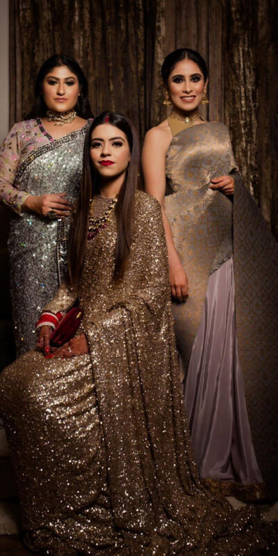 Gold Fancy Thread Sequins Work Saree | Sarees, Bollywood Sarees, Creative Sarees, Designer Sarees, Embroidered Sarees, Party Wear Sarees