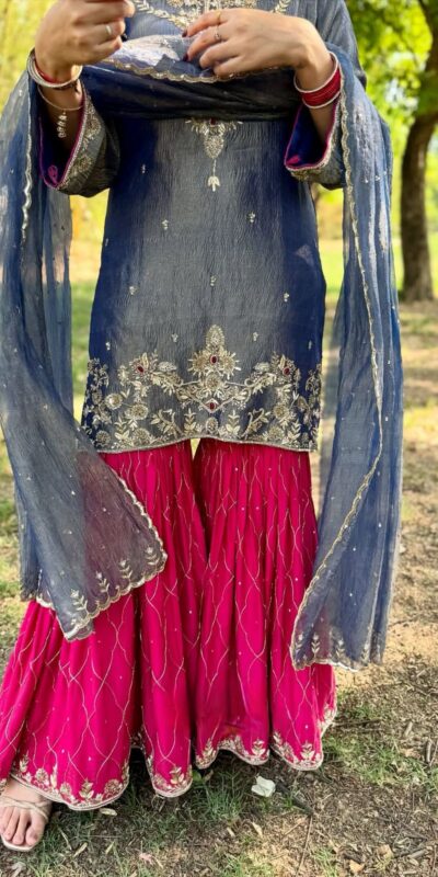 Gray Fandy With Embroidery Work Salwar Suit | Jump Suits, Tops & Bottoms, Track Suits, Salwar suit, Casual Suits, Creative suits, Designer Suits, Palazzo Suits, Party Wear Suits, Patiala Suits, Straight Suits, Trendy Wear