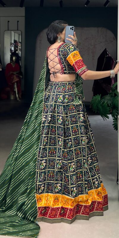 Green Cotton Printed Lehenga Choli | Lehenga, Bollywood Lehenga, Creative Lehenga, Designer Lehenga, Embroidered Lehenga, Party Wear Lehenga