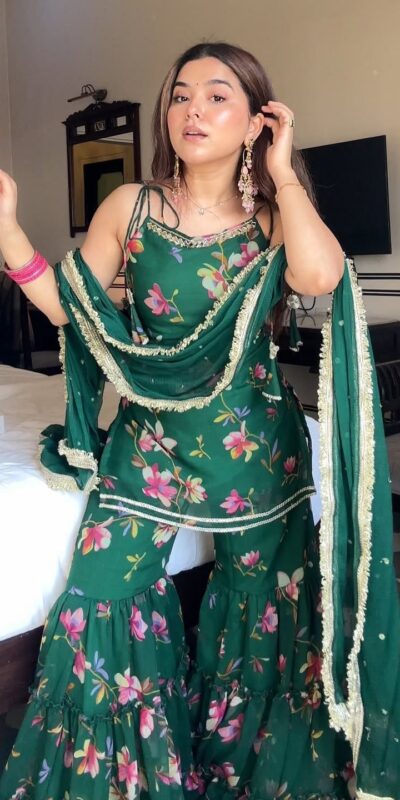 Green Faux Georgette Digital Print Work Salwar Suit | Jump Suits, Salwar suit, Casual Suits, Creative suits, Designer Suits, Palazzo Suits, Party Wear Suits, Patiala Suits, Straight Suits