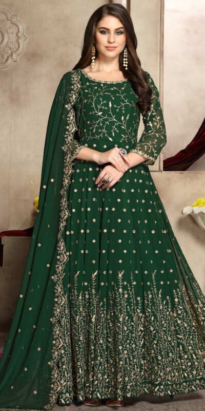 Green Georgette Multi Thread Zari Anarkali Suit | Anarkali Suits, Bollywood Anarkali, Creative-Anarkali, Designer Anarkali, Embroidered Anarkali, Party Wear Anarkali