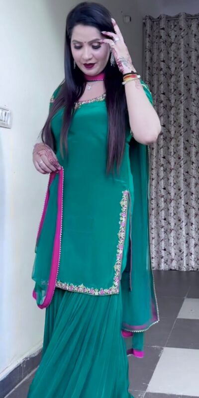 Green Natural Crap Embroidery Lace Work Sawlar Suit | Jump Suits, Salwar suit, Casual Suits, Creative suits, Designer Suits, Palazzo Suits, Party Wear Suits, Patiala Suits, Straight Suits