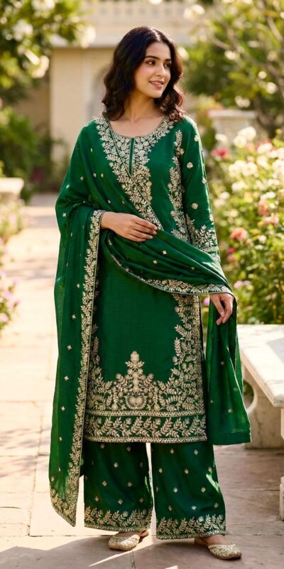 Green Organza Silk With Sequence Work Salwar Suit | Jump Suits, Salwar suit, Casual Suits, Creative suits, Designer Suits, Palazzo Suits, Party Wear Suits, Patiala Suits, Straight Suits