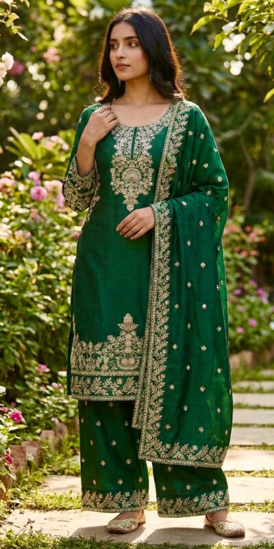 Green Organza Silk With Sequence Work Salwar Suit | Jump Suits, Salwar suit, Casual Suits, Creative suits, Designer Suits, Palazzo Suits, Party Wear Suits, Patiala Suits, Straight Suits