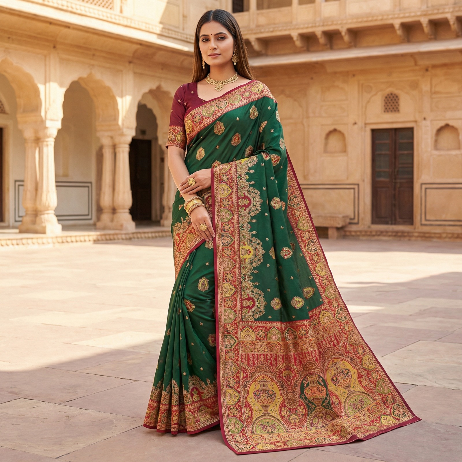 Green Paithani Silk Woven Border Work Saree | Sarees, Bollywood Sarees, Creative Sarees, Designer Sarees, Embroidered Sarees, Ethnic Saree, Modern Digital sarees, Party Wear Sarees