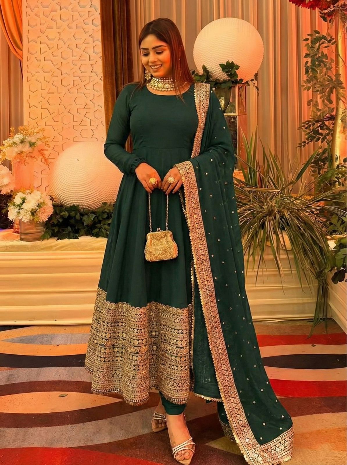 Green Roman Silk Embroidery Lace Work Gown | Gowns, Bollywood Gowns, Creative Gowns, Designer Gowns, Embroidered Gowns, Party Wear Gowns