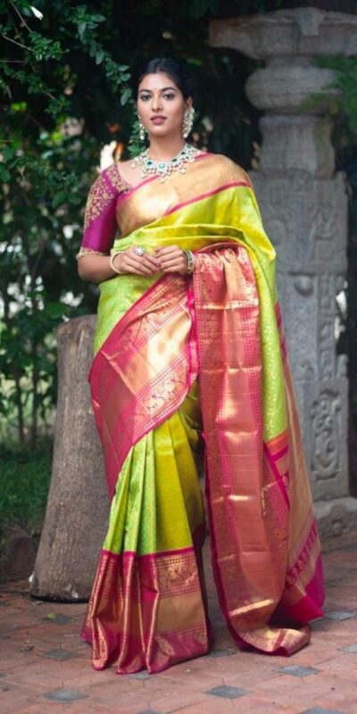 Green Soft Silk Jacquard Work Saree | Sarees, Bollywood Sarees, Creative Sarees, Designer Sarees, Embroidered Sarees, Ethnic Saree, Modern Digital sarees, Party Wear Sarees