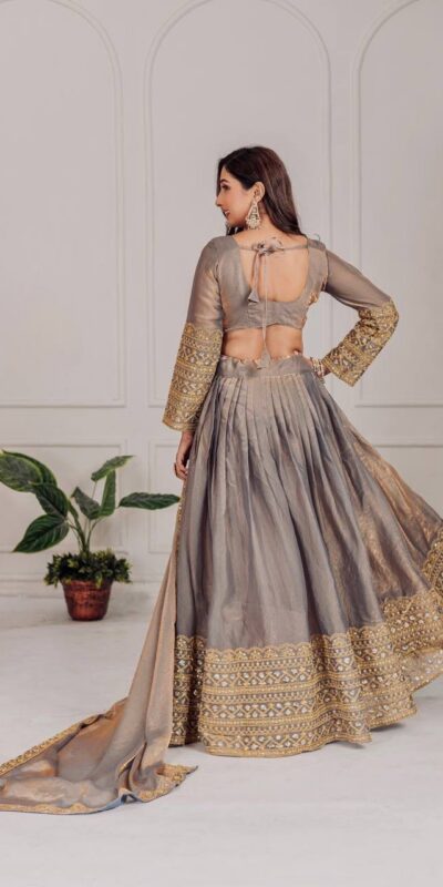 Grey Fendi Embroidery Sequins Work Lehenga Choli | Lehenga, Bollywood Lehenga, Creative Lehenga, Designer Lehenga, Embroidered Lehenga, Party Wear Lehenga