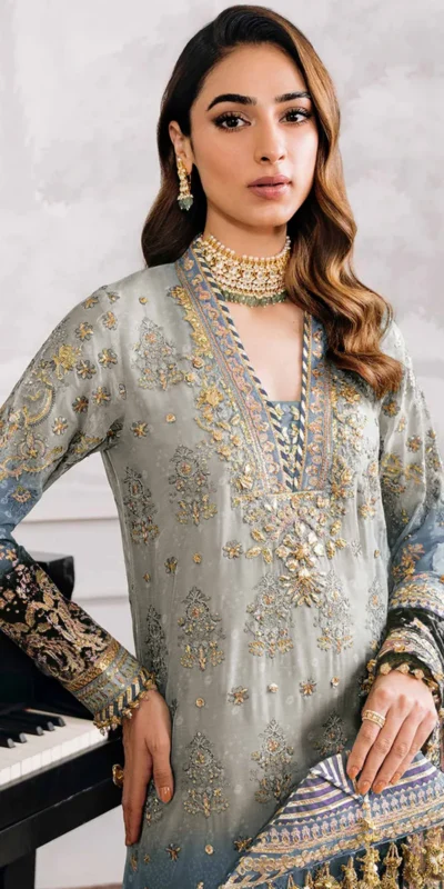 Grey Georgette Digital Print Sequence Work Salwar Suit | Jump Suits, Salwar suit, Casual Suits, Creative suits, Designer Suits, Palazzo Suits, Party Wear Suits, Patiala Suits, Straight Suits