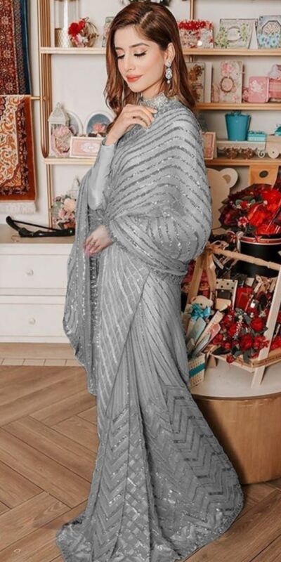 Grey Georgette Multi Sequin Embroidered
Saree | Sarees, Bollywood Sarees, Creative Sarees, Designer Sarees, Embroidered Sarees, Ethnic Saree, Modern Digital sarees, Party Wear Sarees