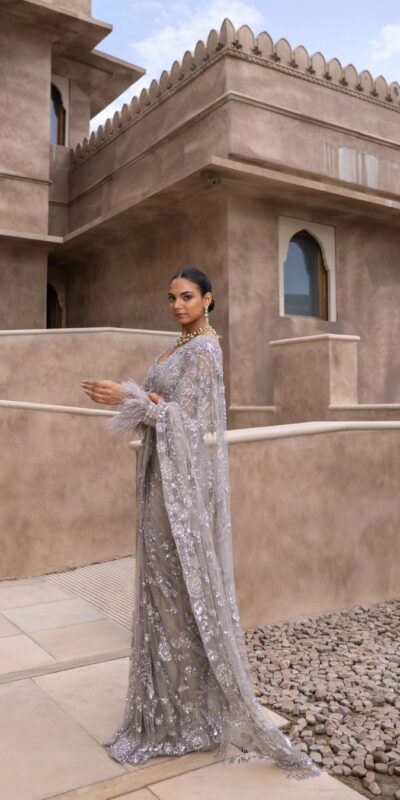 Grey Mono Net Embroidery Saree | Sarees, Bollywood Sarees, Creative Sarees, Designer Sarees, Embroidered Sarees, Ethnic Saree, Modern Digital sarees, Party Wear Sarees