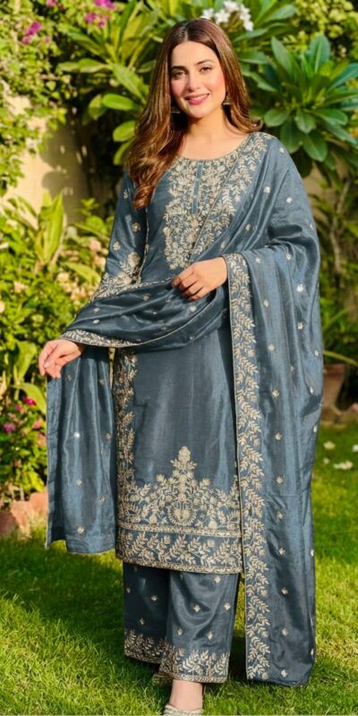 Grey Organza Silk With Sequence Work Salwar Suit | Jump Suits, Salwar suit, Casual Suits, Creative suits, Designer Suits, Palazzo Suits, Party Wear Suits, Patiala Suits, Straight Suits