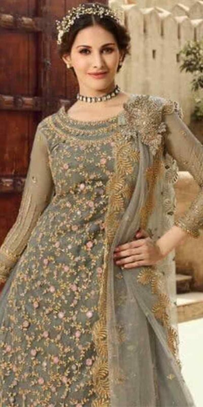 Grey Soft Net With Embroidery Work Salwar Suit | Jump Suits, Salwar suit, Casual Suits, Creative suits, Designer Suits, Palazzo Suits, Party Wear Suits, Patiala Suits, Straight Suits