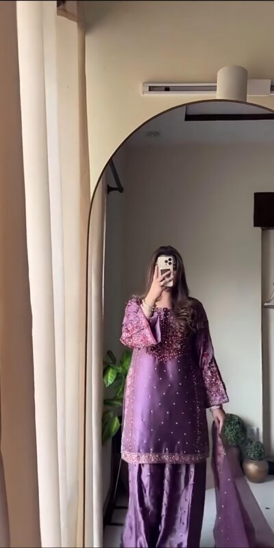 Lavender Chinnon Silk With Embroider Salwar Suit | Jump Suits, Salwar suit, Casual Suits, Creative suits, Designer Suits, Palazzo Suits, Party Wear Suits, Patiala Suits, Straight Suits