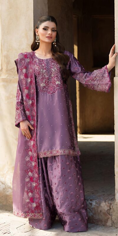 Lavender Chinnon Silk With Embroider Salwar Suit | Jump Suits, Salwar suit, Casual Suits, Creative suits, Designer Suits, Palazzo Suits, Party Wear Suits, Patiala Suits, Straight Suits