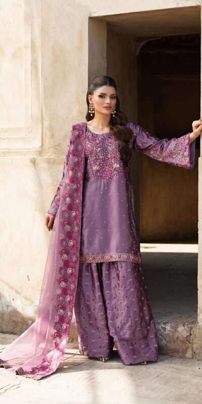 Lavender Chinnon Silk With Embroider Salwar Suit | Jump Suits, Salwar suit, Casual Suits, Creative suits, Designer Suits, Palazzo Suits, Party Wear Suits, Patiala Suits, Straight Suits