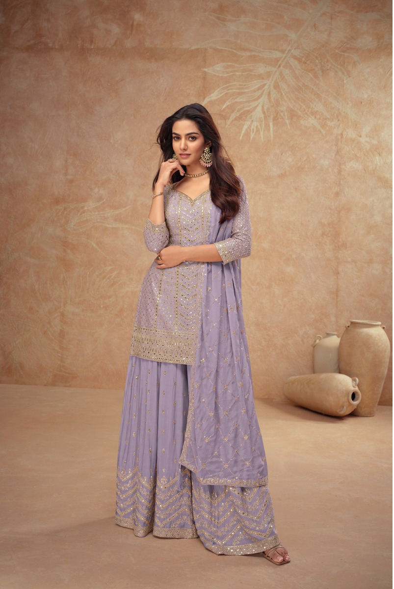 Lavender Chinon Sequence Work Salwar Suit | Jump Suits, Salwar suit, Casual Suits, Creative suits, Designer Suits, Palazzo Suits, Party Wear Suits, Patiala Suits, Straight Suits