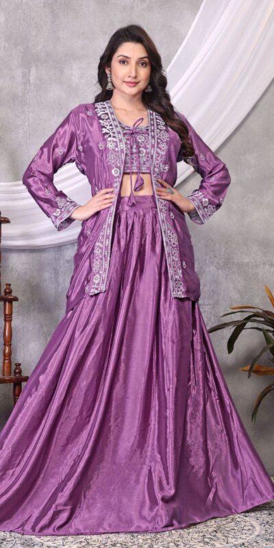 Lavender Chinon Silk Embroider Lehenga Choli | Lehenga, Bollywood Lehenga, Creative Lehenga, Designer Lehenga, Embroidered Lehenga, Party Wear Lehenga
