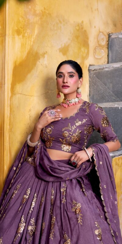 Lavender Chocolate Crush Embroidery Work Lehenga Choli | Lehenga, Bollywood Lehenga, Creative Lehenga, Designer Lehenga, Embroidered Lehenga, Party Wear Lehenga