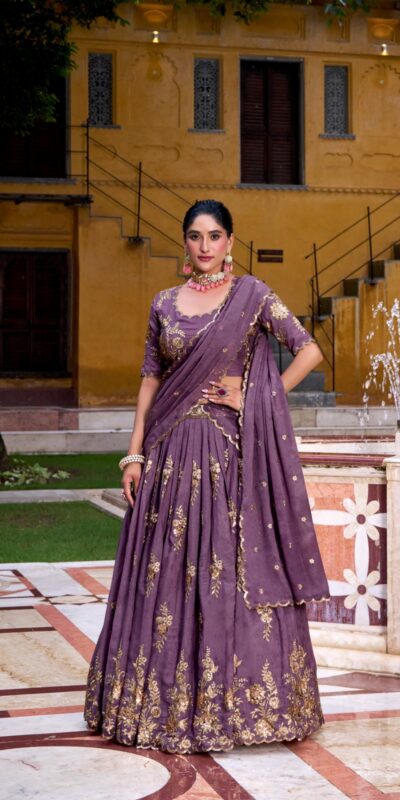 Lavender Chocolate Crush Embroidery Work Lehenga Choli | Lehenga, Bollywood Lehenga, Creative Lehenga, Designer Lehenga, Embroidered Lehenga, Party Wear Lehenga