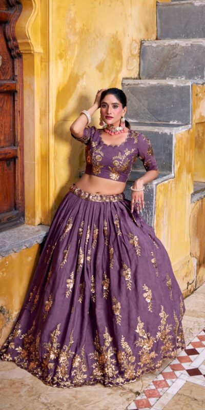 Lavender Chocolate Crush Embroidery Work Lehenga Choli | Lehenga, Bollywood Lehenga, Creative Lehenga, Designer Lehenga, Embroidered Lehenga, Party Wear Lehenga