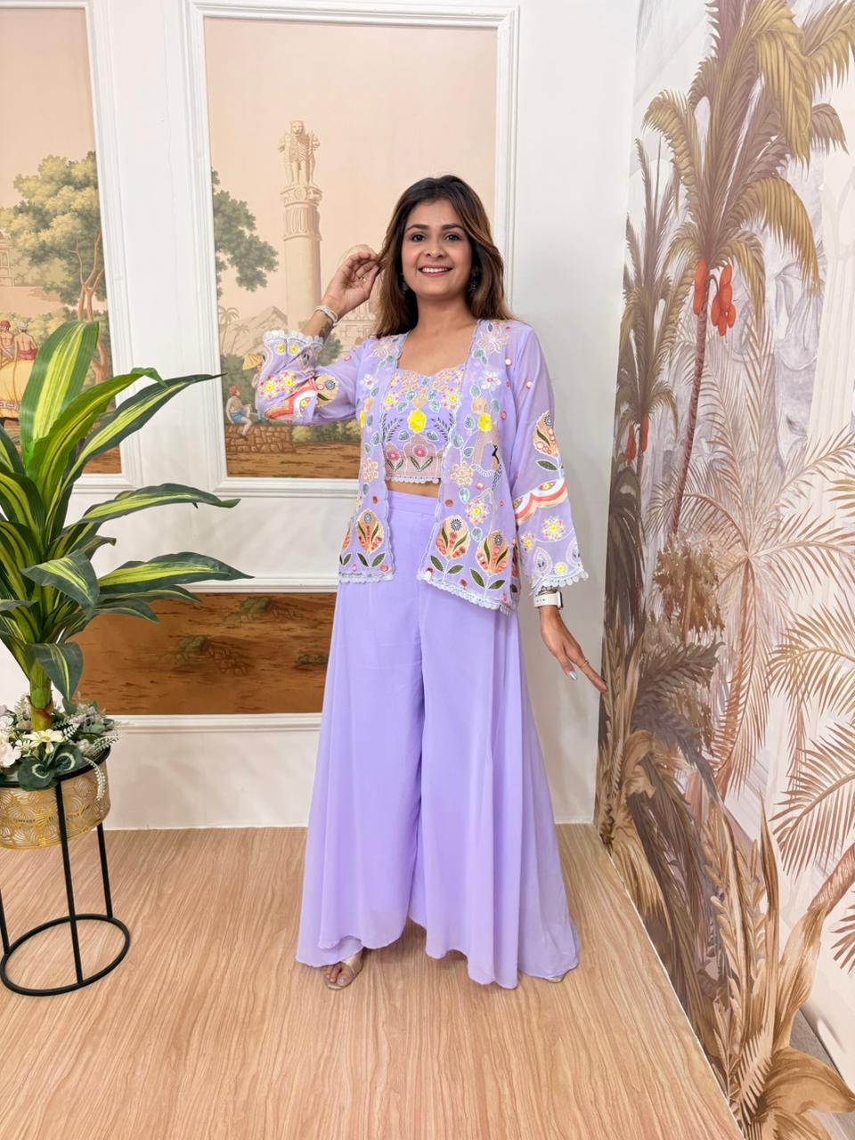 Lavender Faux Georgette Embroider Salwar Suit | Jump Suits, Salwar suit, Casual Suits, Creative suits, Designer Suits, Palazzo Suits, Party Wear Suits, Patiala Suits, Straight Suits