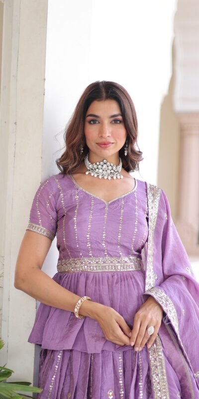 Lavender Gold Crush Embroidery Work Lehenga Choli | Lehenga, Bollywood Lehenga, Creative Lehenga, Designer Lehenga, Embroidered Lehenga, Party Wear Lehenga